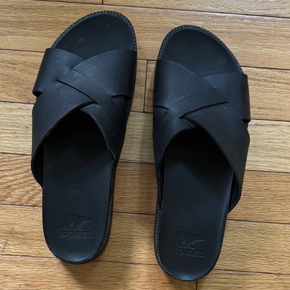Sorel Black Slide Sandals
